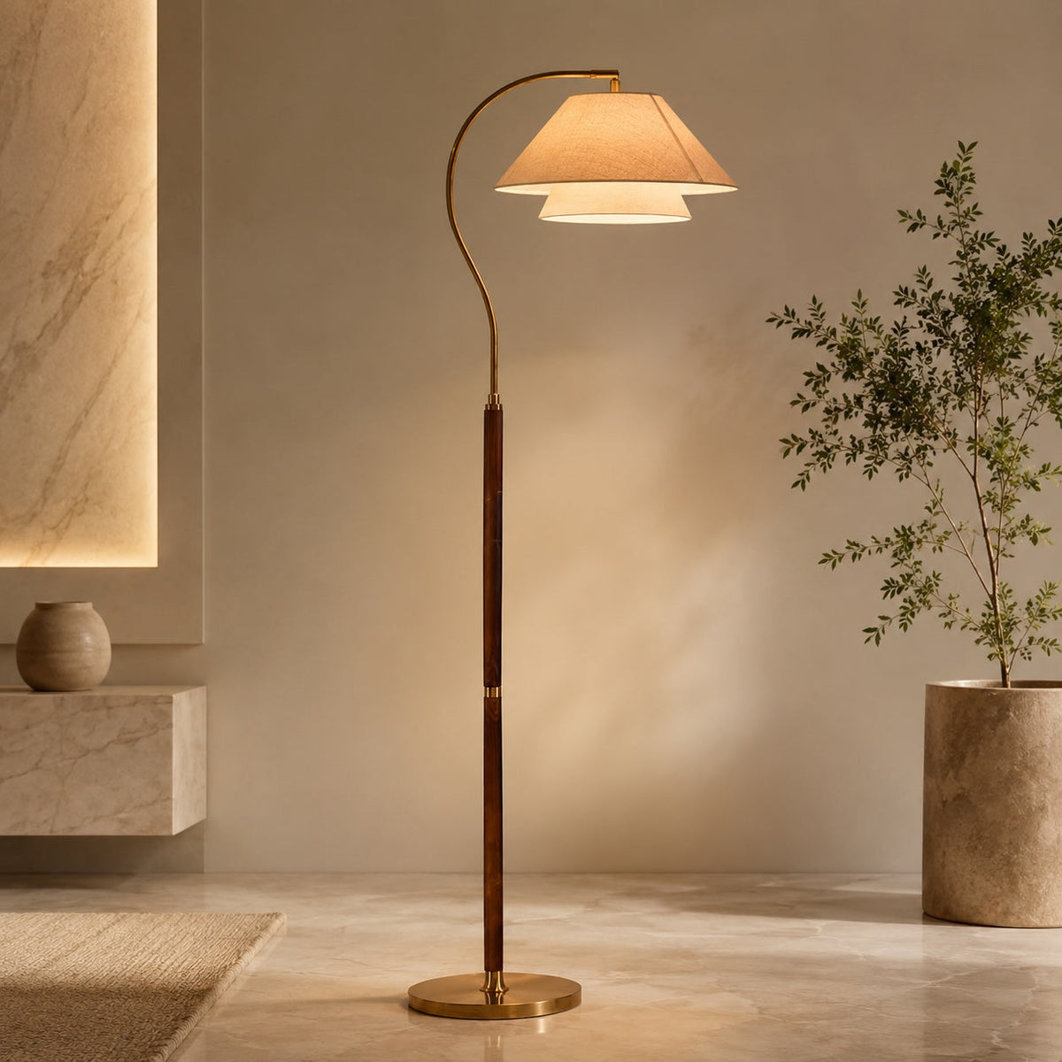 Black Metal Floor Lamp Energy-Efficient LED Adjustable