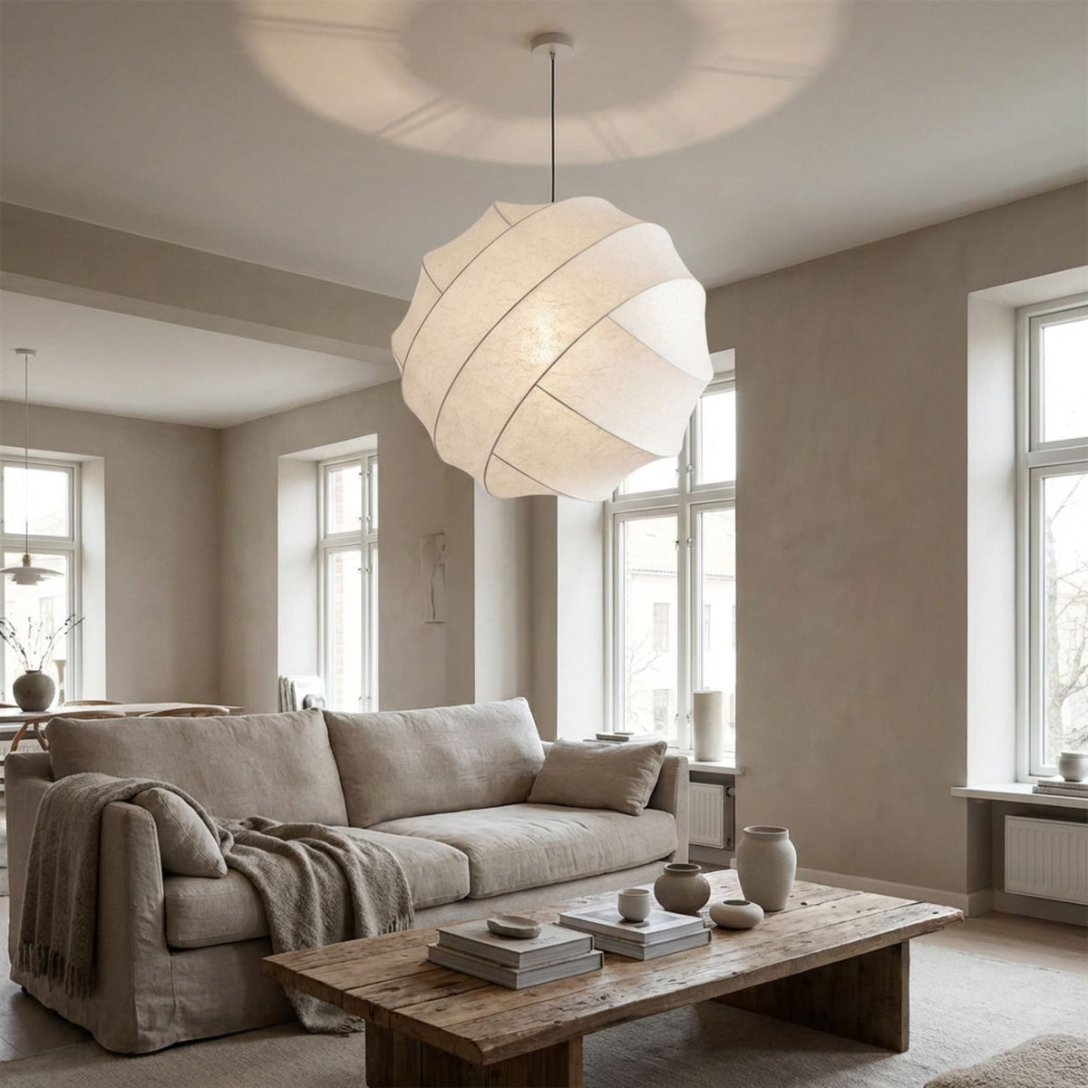 Wabi Sabi Silk Sphere Pendant Light Minimalist Kitchen Dining LED