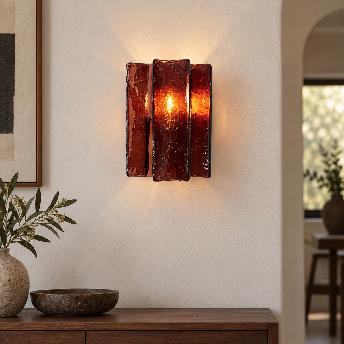 Overlapping Glass Wall Light Gold Metal LED Sconce
