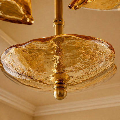 Layered Glass Leaf Chandelier Vintage Hanging LED