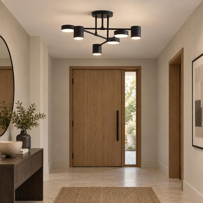 Sputnik Metal LED Flush Mount Ceiling Light 6-Arm Gold or Black Dimmable