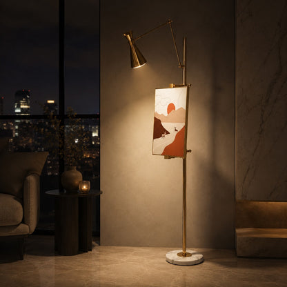 Gold & White Marble Floor Lamp LED Living Room Light