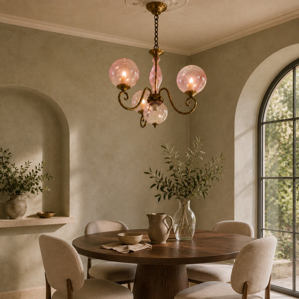 Glass Chandelier Hanging LED Light Fixture Adjustable