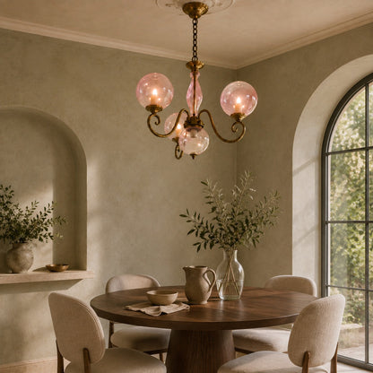 Glass Chandelier Hanging LED Light Fixture Adjustable
