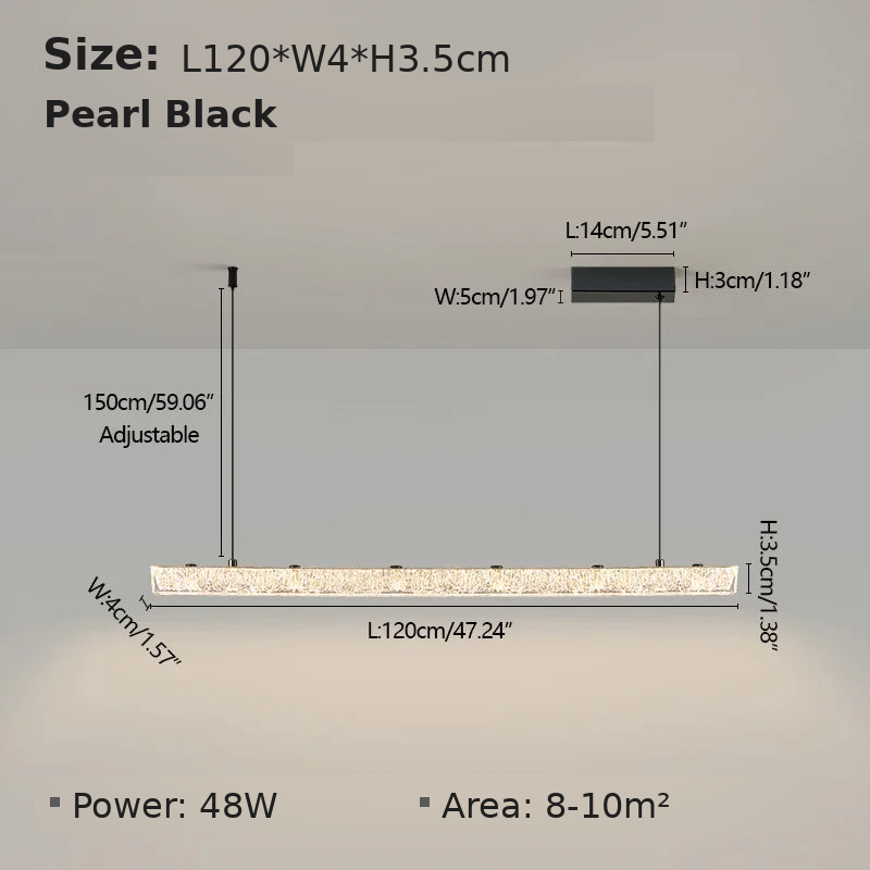 Dimensions - Pearl Black L120cm B: L120 x W4 x H3.5cm, 48W, suits 8-10 sqm
