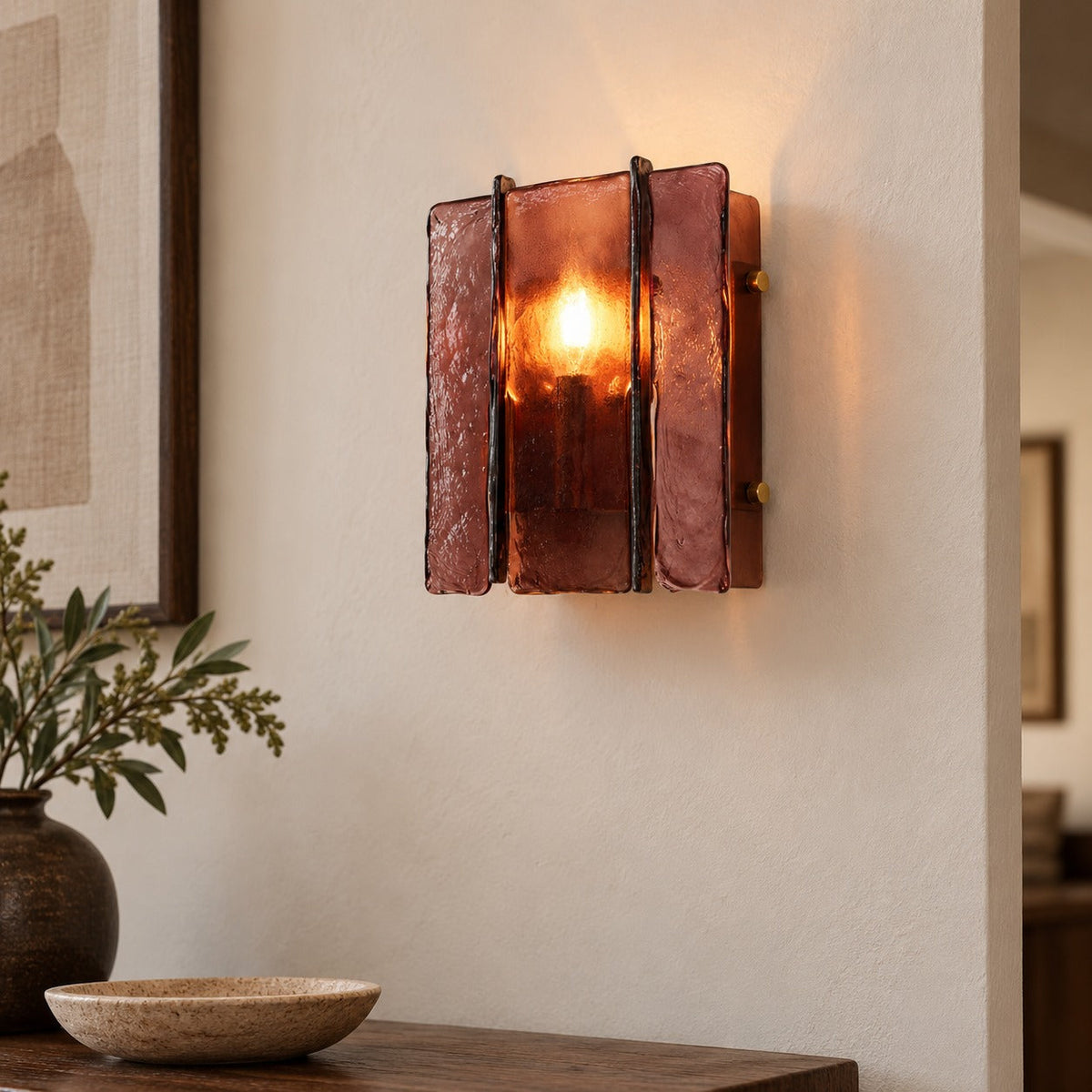 Overlapping Glass Wall Light Gold Metal LED Sconce