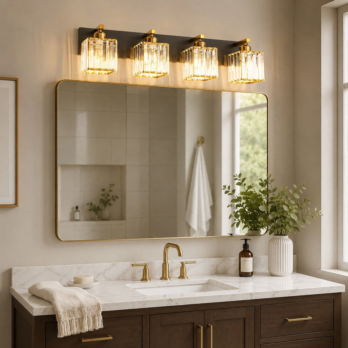 Crystal & Black Gold Wall Sconce 4-Light & 5-Light E27 Vanity Light
