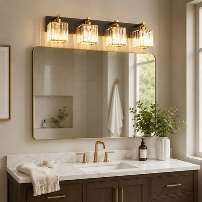 Crystal & Black Gold Wall Sconce 4-Light & 5-Light E27 Vanity Light