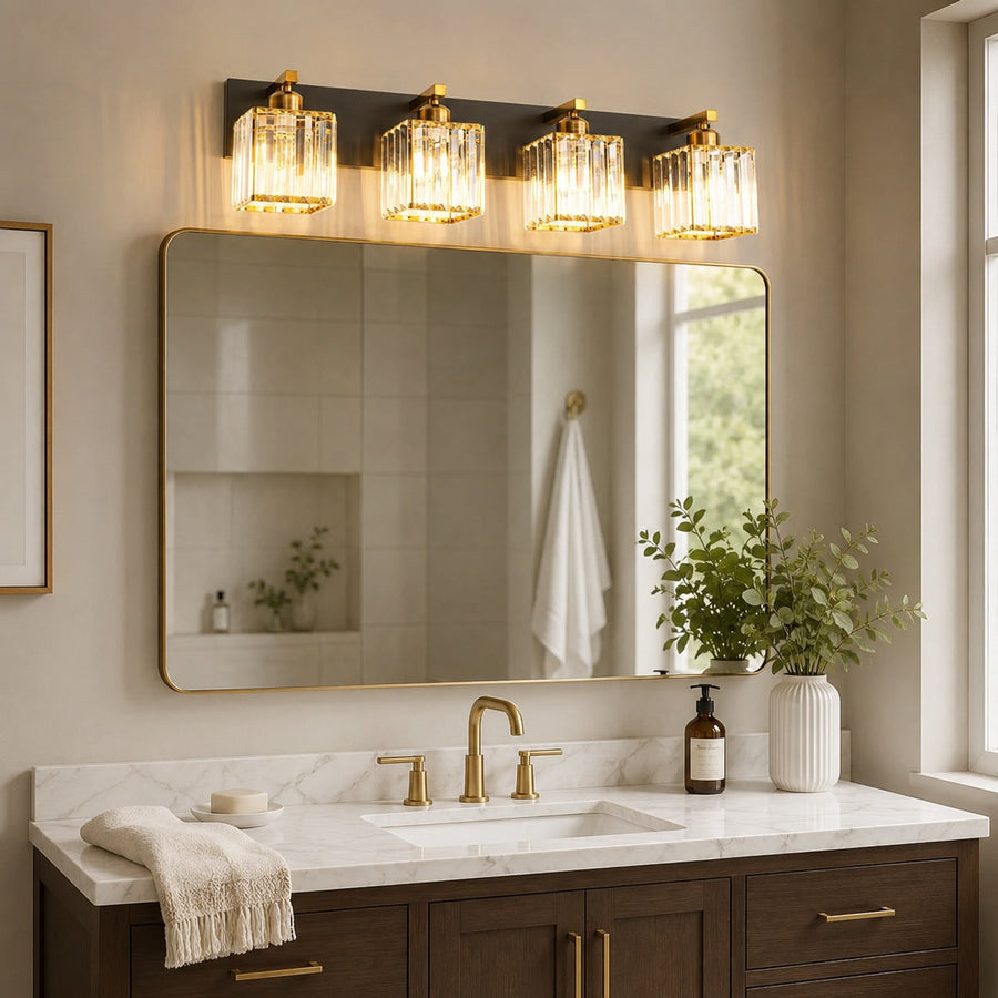 Crystal & Black Gold Wall Sconce 4-Light & 5-Light E27 Vanity Light