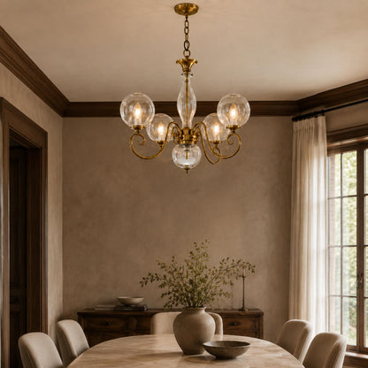 Glass Chandelier Hanging LED Light Fixture Adjustable