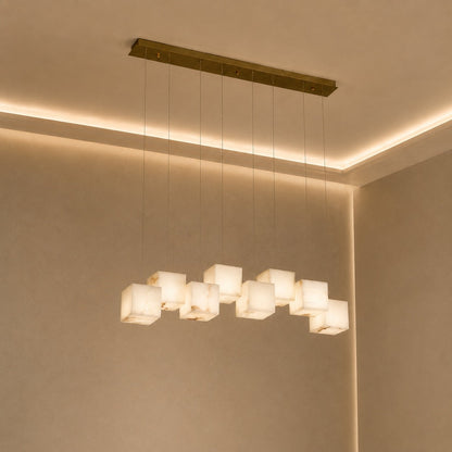 Alabaster Box Pendant Light Hanging LED Adjustable Height