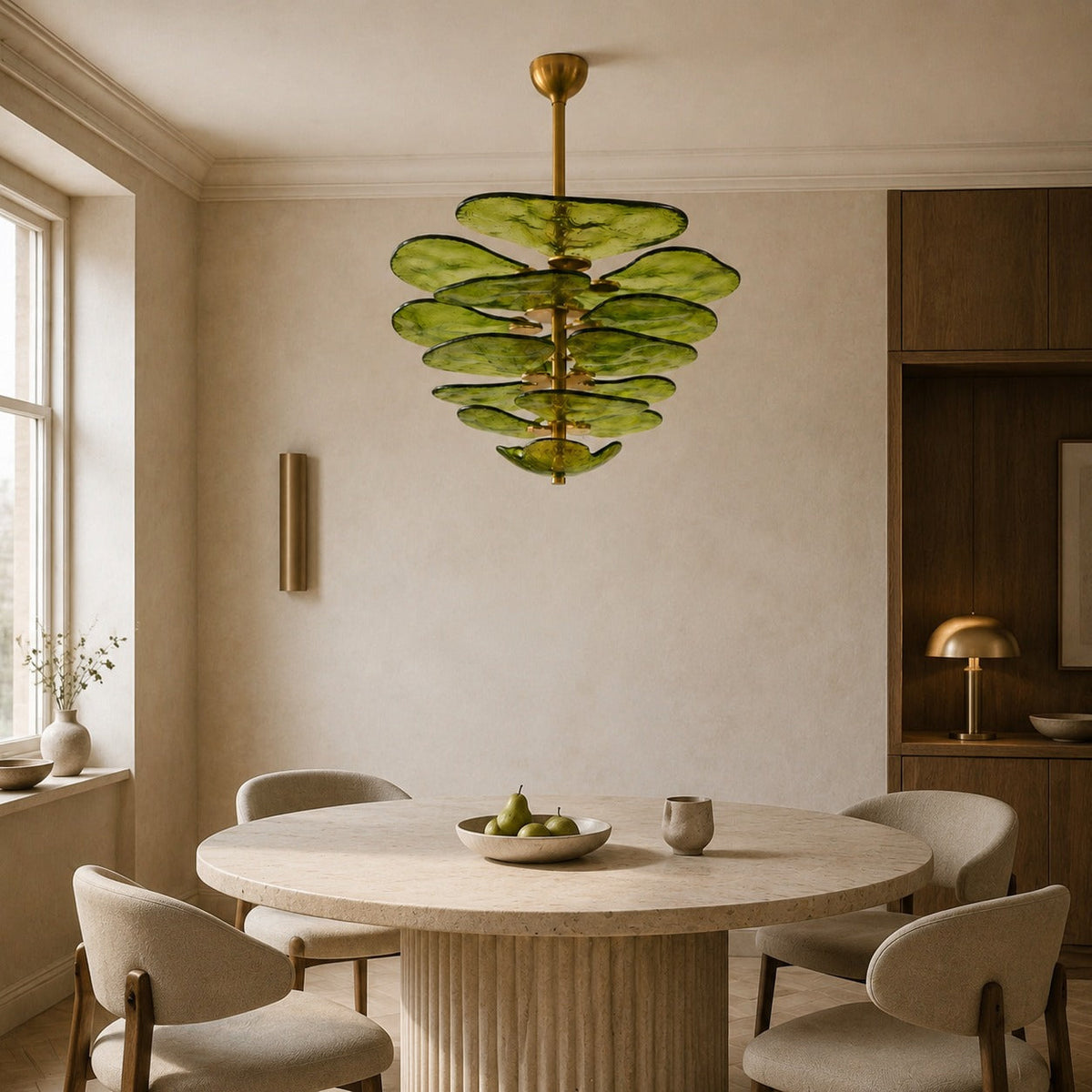 Layered Glass Leaf Chandelier Vintage Hanging LED