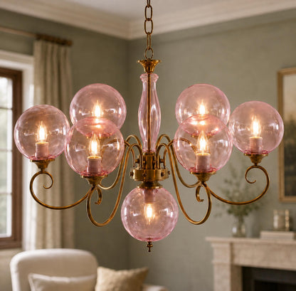 Glass Chandelier Hanging LED Light Fixture Adjustable