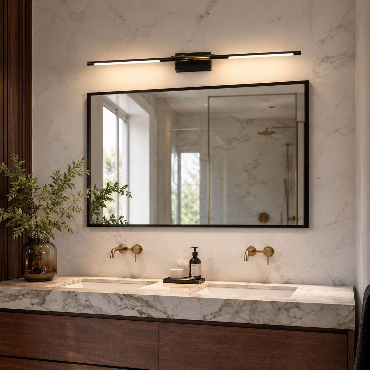 Black & Gold Acrylic LED Vanity Light Bar 60cm & 100cm Bathroom Mirror Light