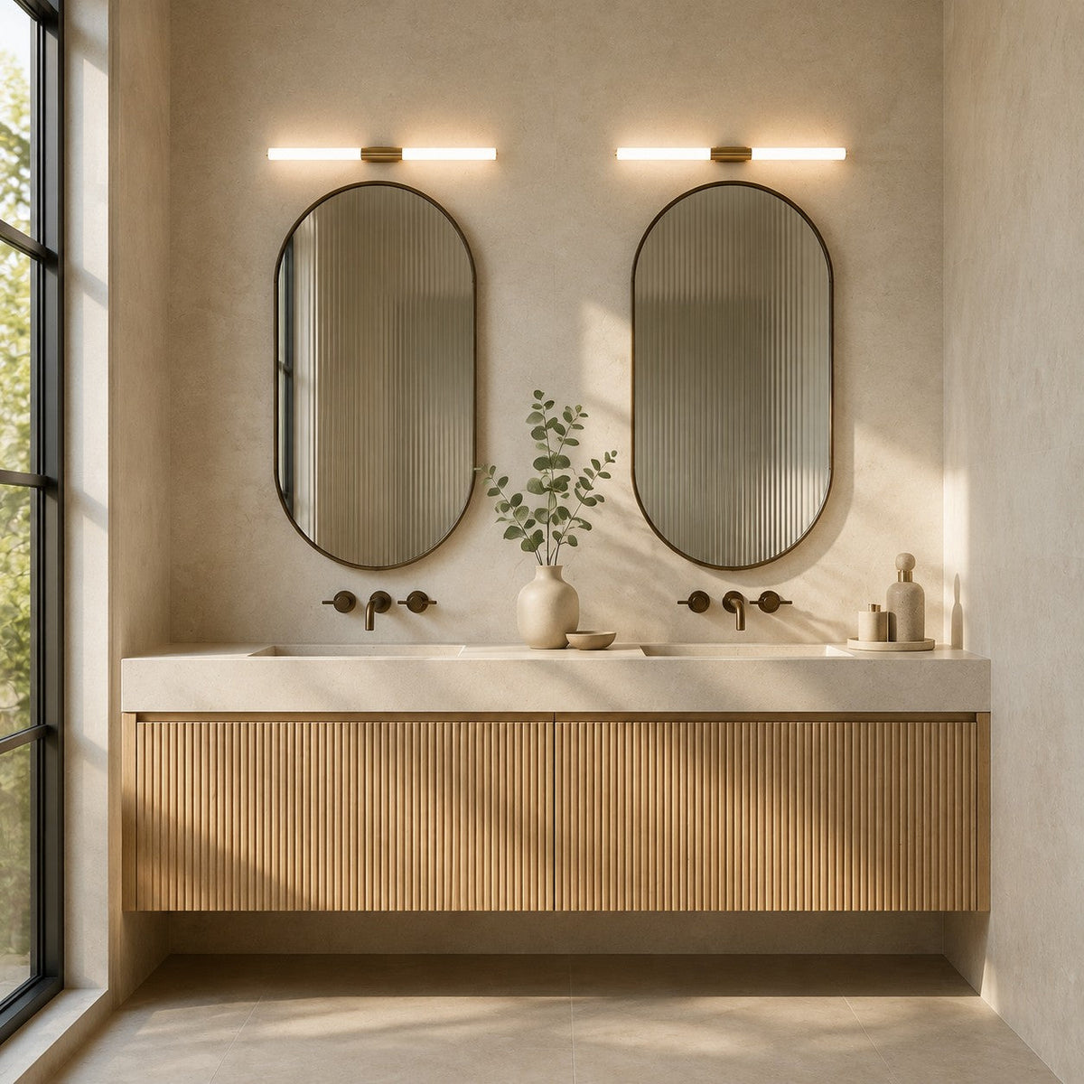 Slim Linear LED Bathroom Wall Light 39–69cm Dimmable 3000–6000K