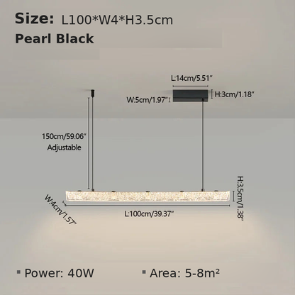Dimensions - Pearl Black L100cm B: L100 x W4 x H3.5cm, 40W, suits 5-8 sqm