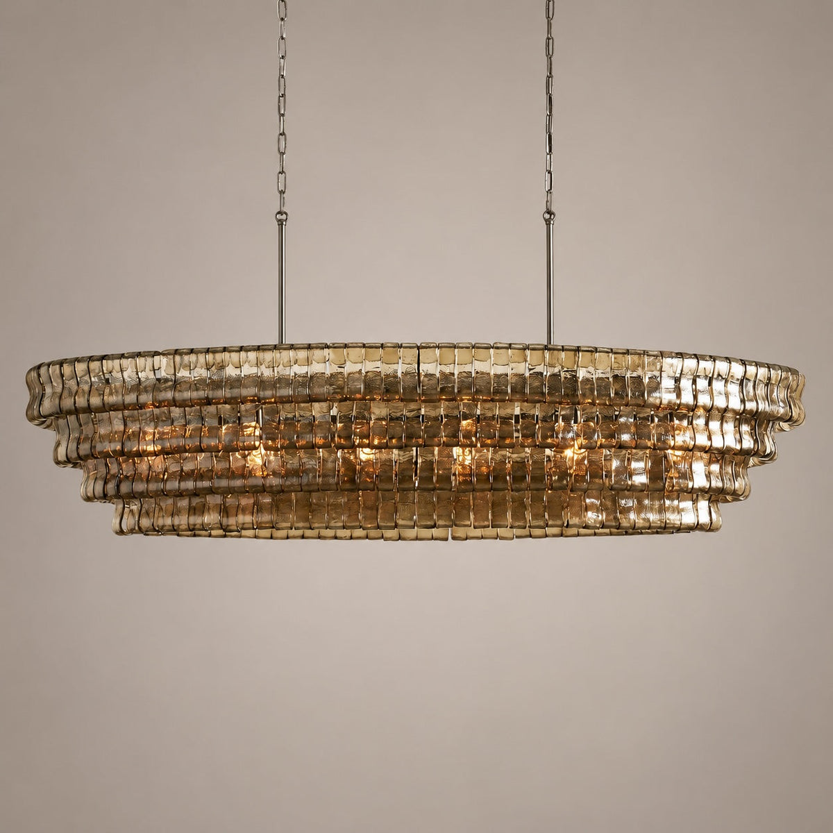 Oval Steel Chandelier Adjustable Hanging LED Light