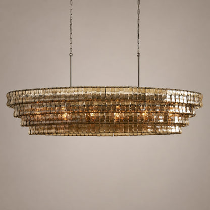 Oval Steel Chandelier Adjustable Hanging LED Light