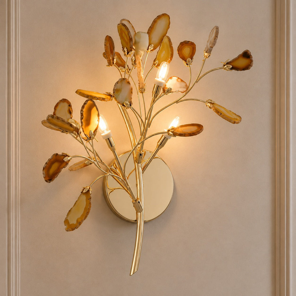 Contemporary Agate Wall Light Metal Fixture Wall
