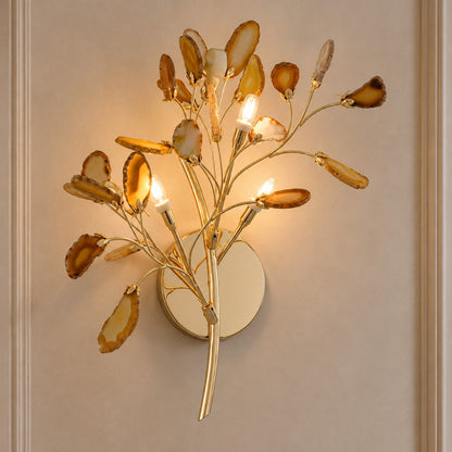 Contemporary Agate Wall Light Metal Fixture Wall