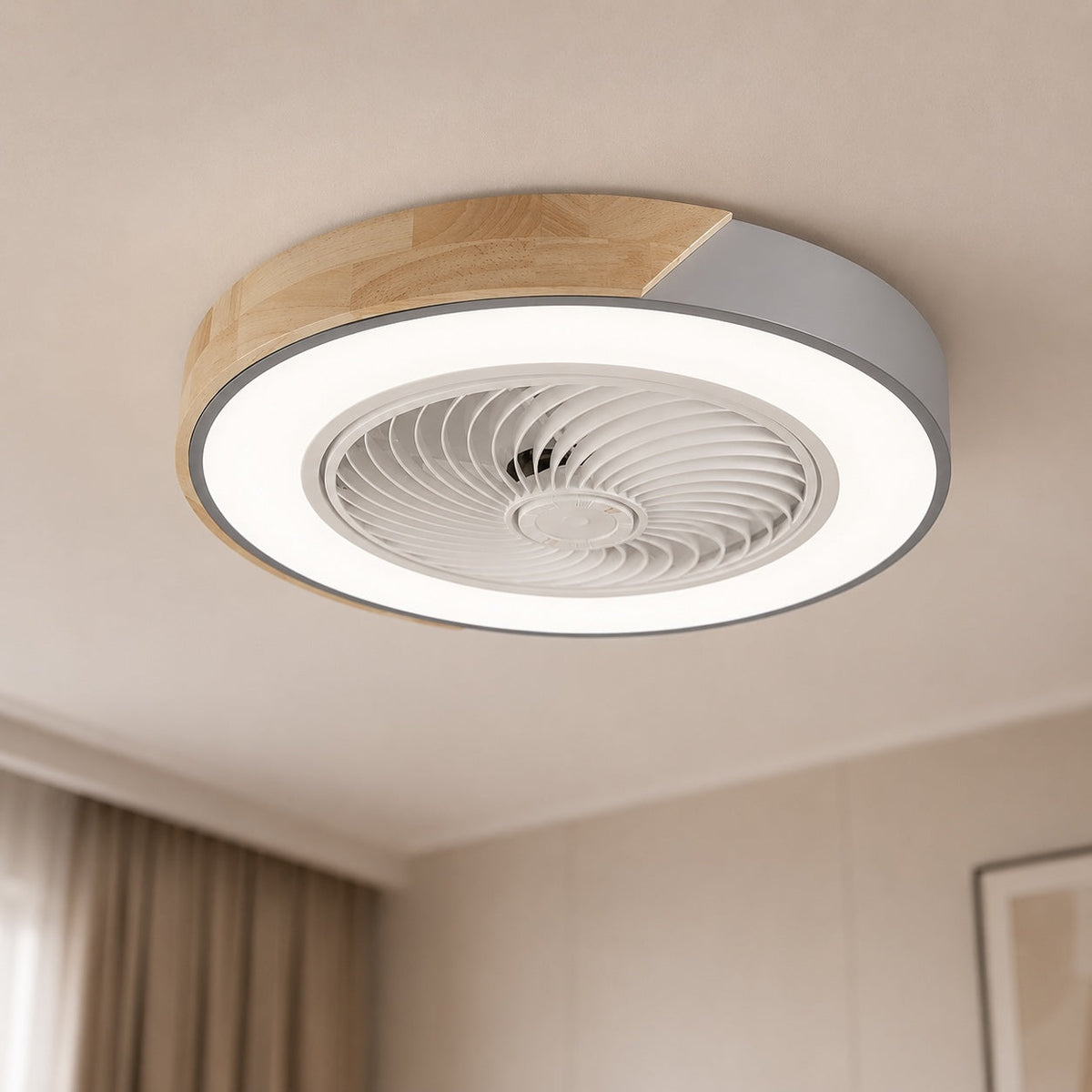Bladeless Round or Square Flush Mount Ceiling Fan with Dimmable 36W LED Light