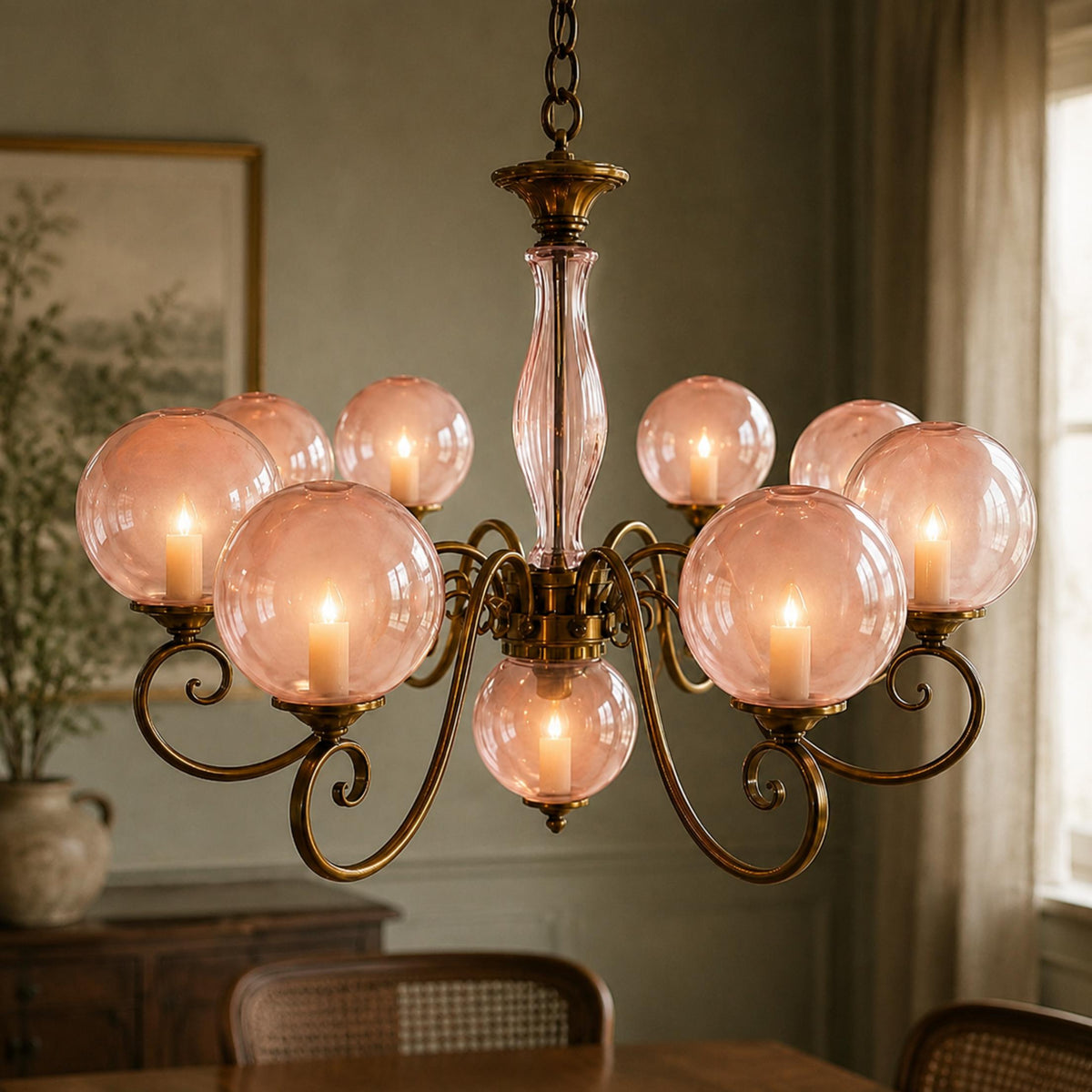 Glass Chandelier Hanging LED Light Fixture Adjustable