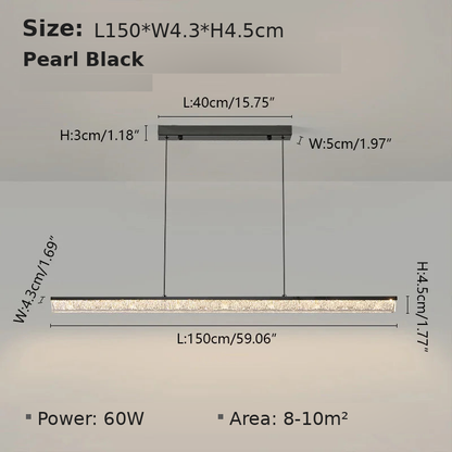 Dimensions - Pearl Black L150cm A: L150 x W4.3 x H4.5cm, 60W, suits 8-10 sqm