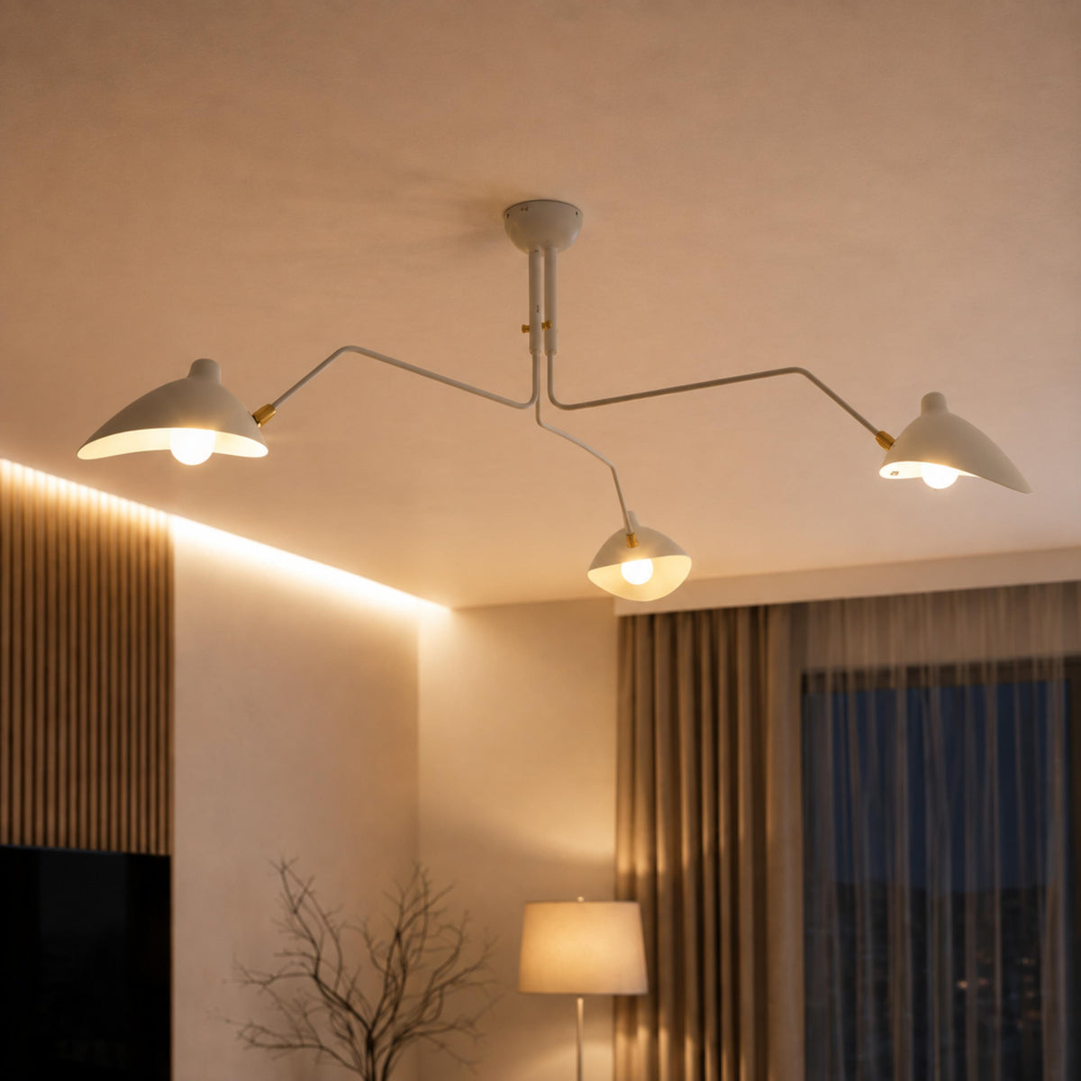 Aluminium & Brass Adjustable LED Flush Mount Ceiling Light 3 or 6 Light