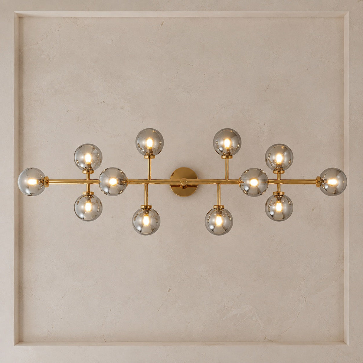Linear Gold Frosted Glass Chandelier 16-Light LED