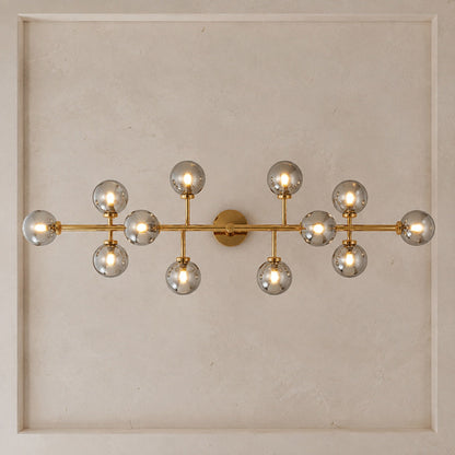 Linear Gold Frosted Glass Chandelier 16-Light LED