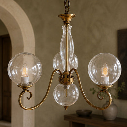 Glass Chandelier Hanging LED Light Fixture Adjustable