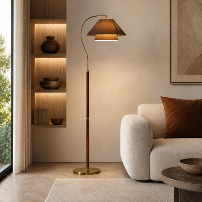 Black Metal Floor Lamp Energy-Efficient LED Adjustable