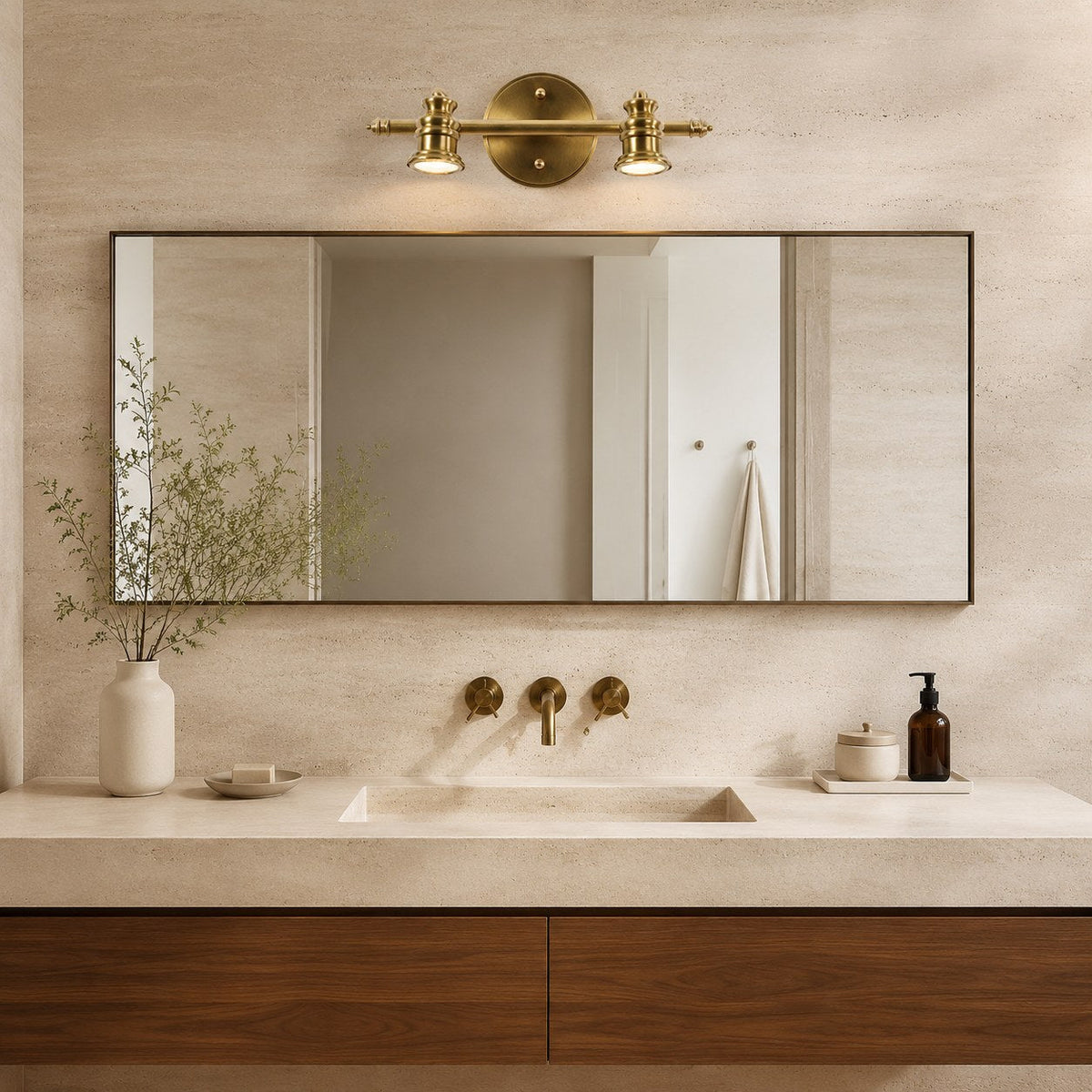 Brass Multi-Head LED Wall Light 1–5 Head Adjustable Dimmable Sconce
