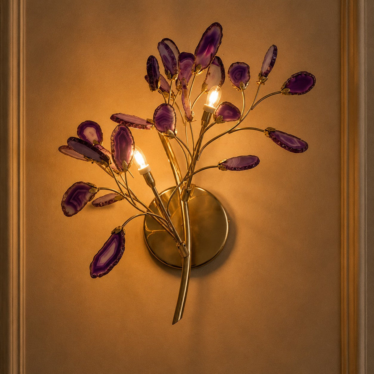 Contemporary Agate Wall Light Metal Fixture Wall