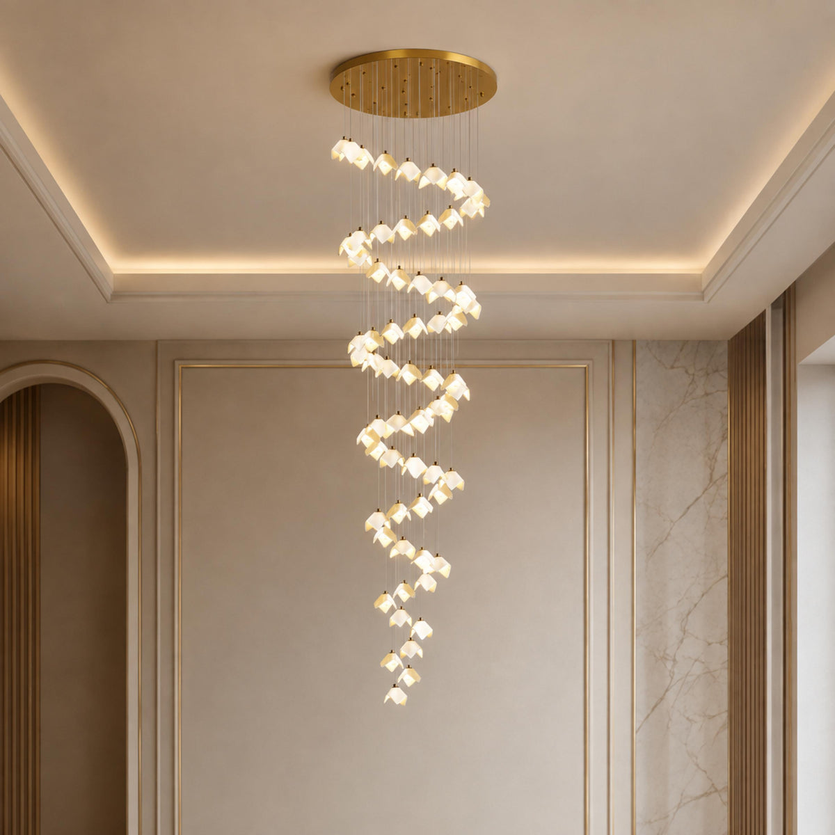 Gold Metal Chandelier Ceiling Light Adjustable LED