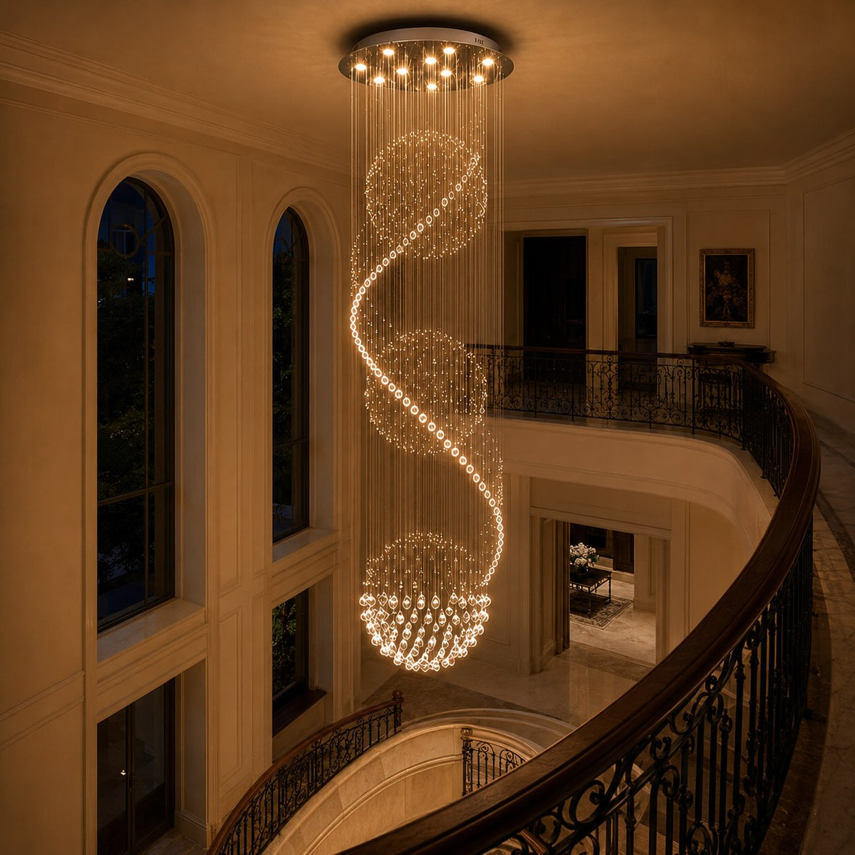 Spiral Three-Sphere K9 Crystal Chandelier LED