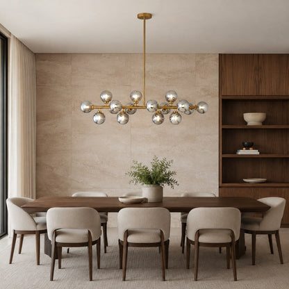Linear Gold Frosted Glass Chandelier 16-Light LED