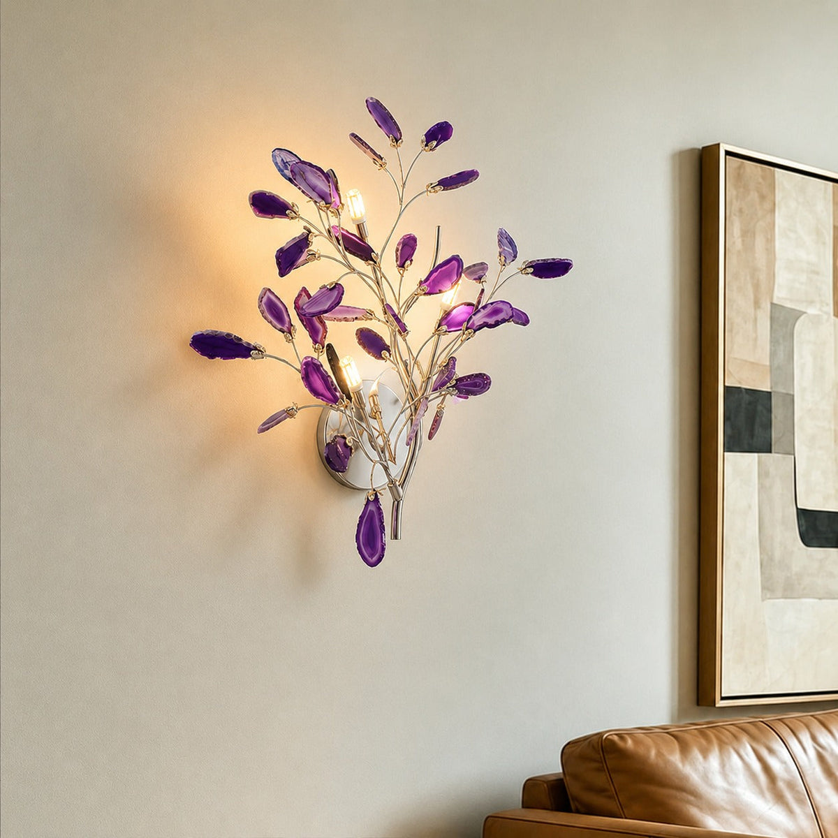 Contemporary Agate Wall Light Metal Fixture Wall