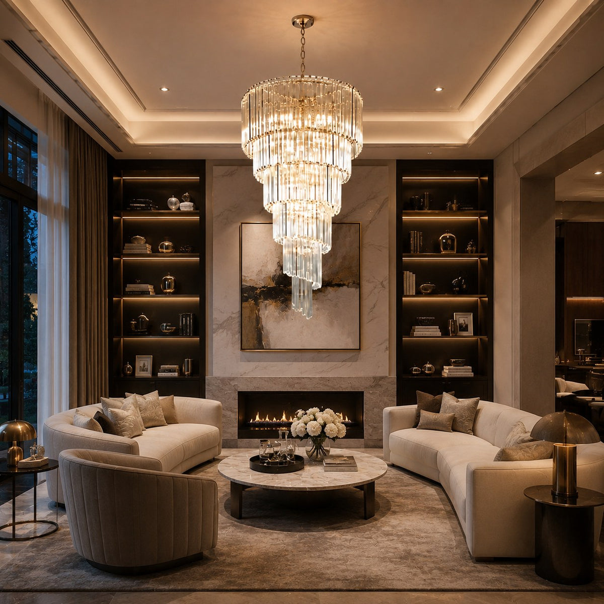Clear Glass Chandelier Hanging LED Light Fixture