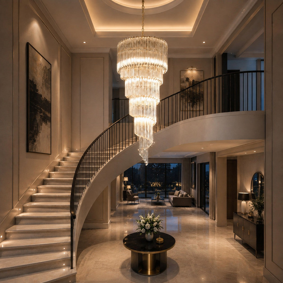 Clear Glass Chandelier Hanging LED Light Fixture