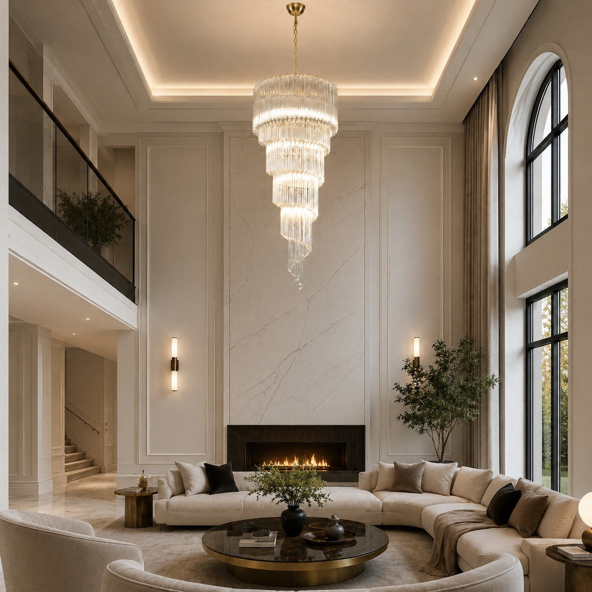 Clear Glass Chandelier Hanging LED Light Fixture