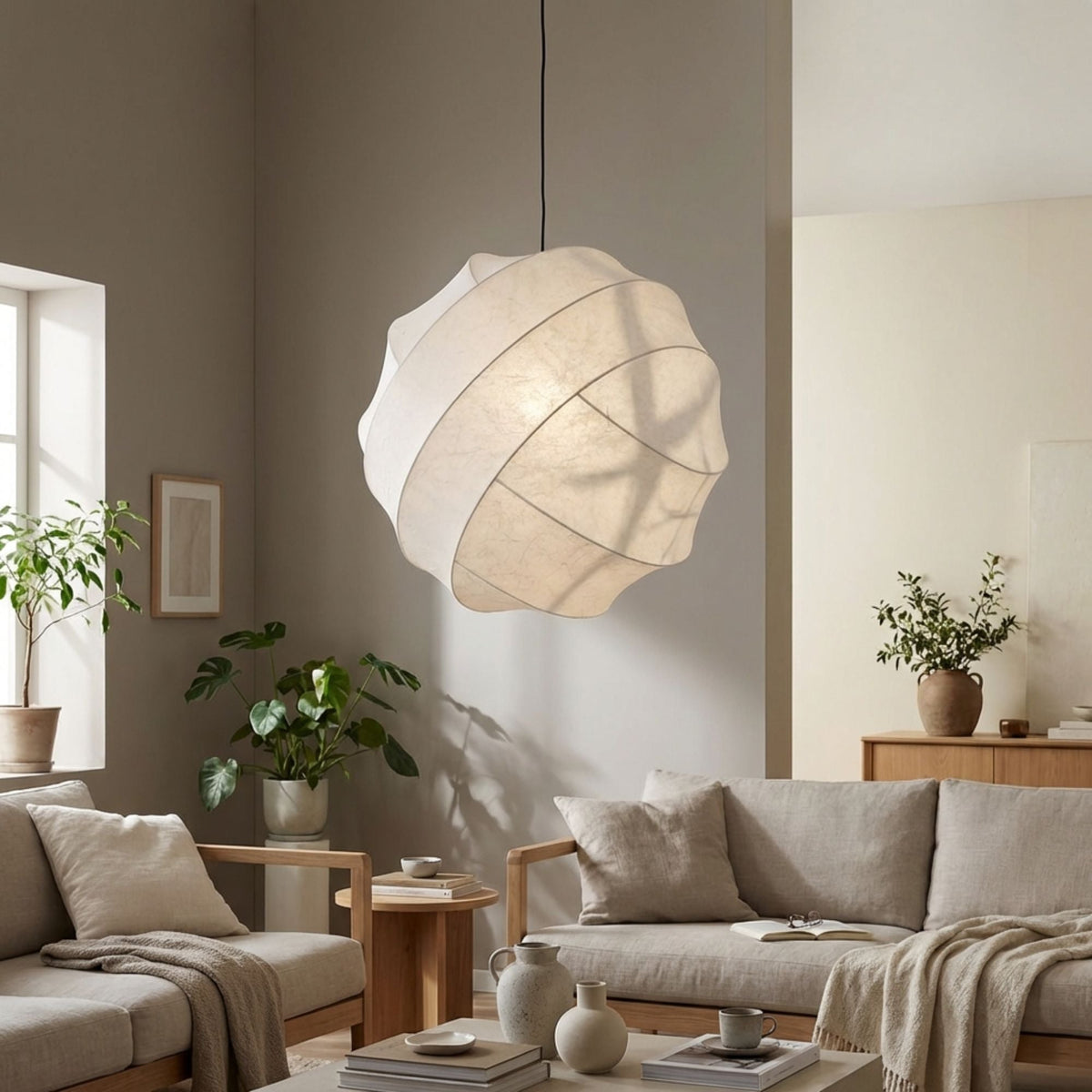 Wabi Sabi Silk Sphere Pendant Light Minimalist Kitchen Dining LED