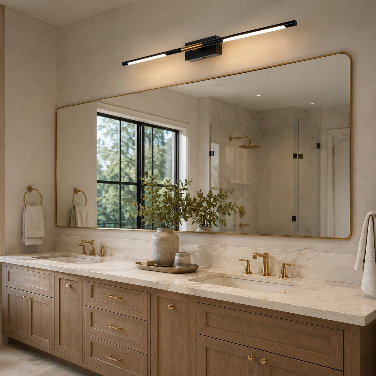 Black & Gold Acrylic LED Vanity Light Bar 60cm & 100cm Bathroom Mirror Light