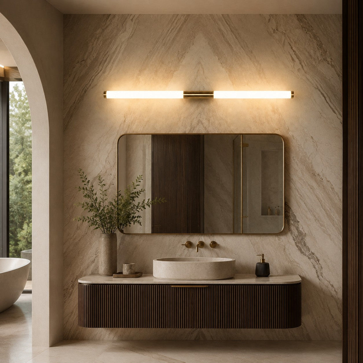 Slim Linear LED Bathroom Wall Light 39–69cm Dimmable 3000–6000K