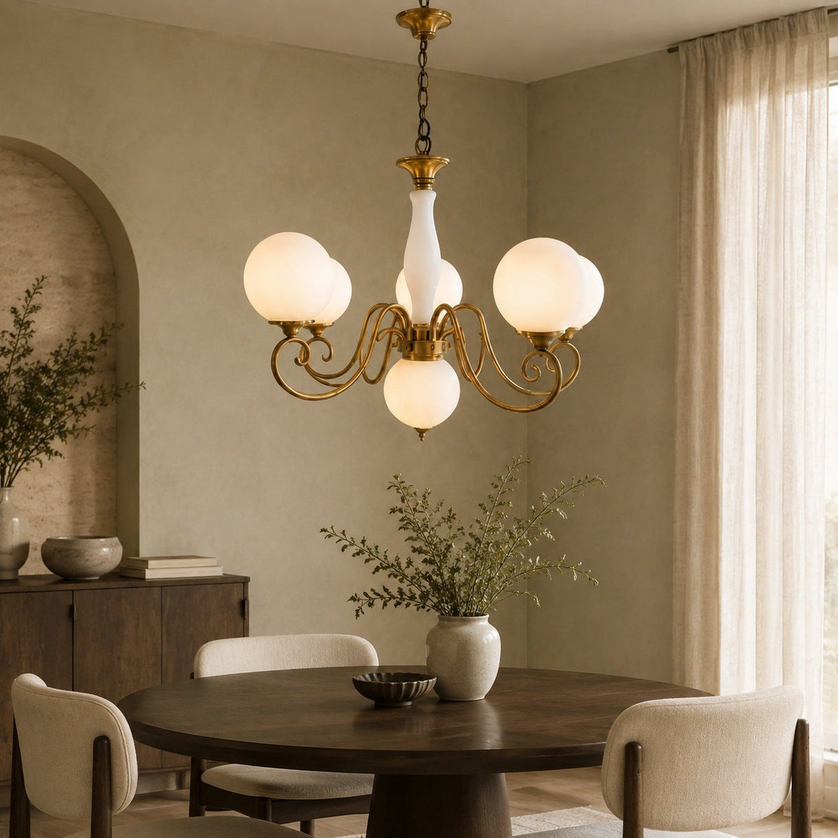 Glass Chandelier Hanging LED Light Fixture Adjustable