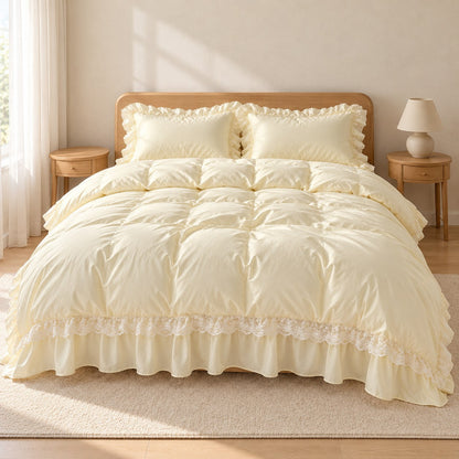 Ruffle Lace Bedding Set with Elastic Skirt Bed Sheet