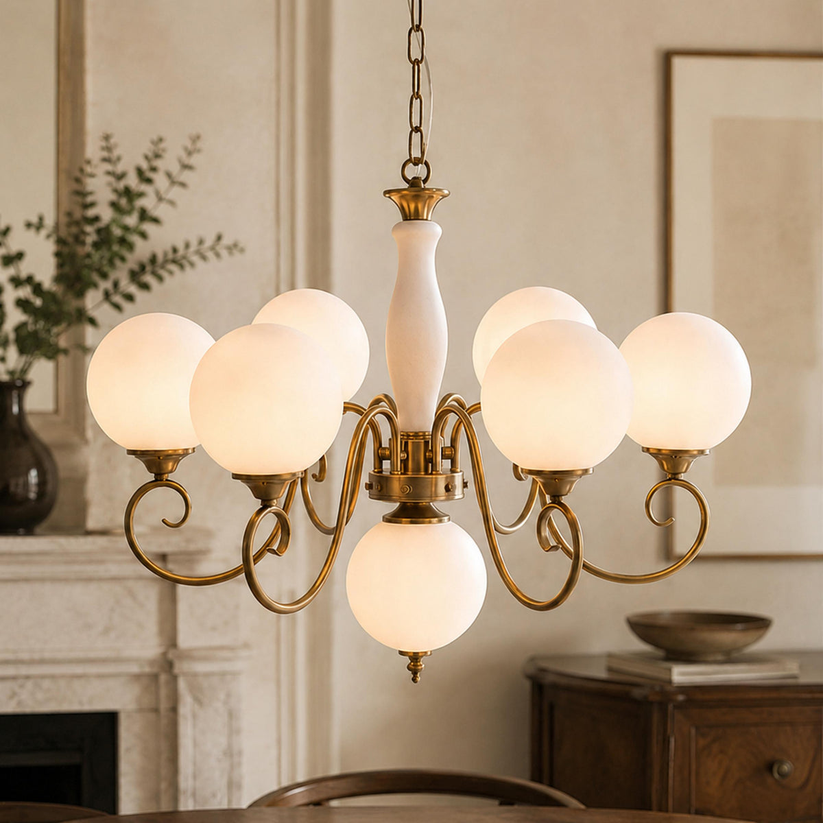 Glass Chandelier Hanging LED Light Fixture Adjustable