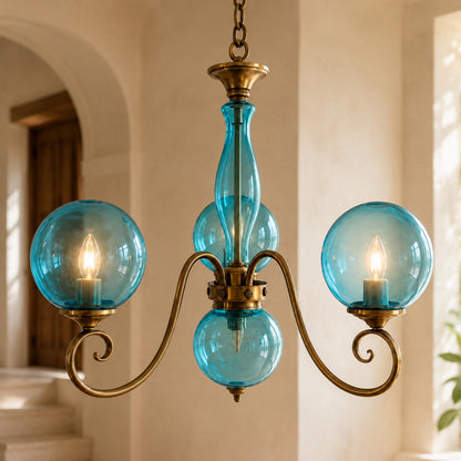 Glass Chandelier Hanging LED Light Fixture Adjustable