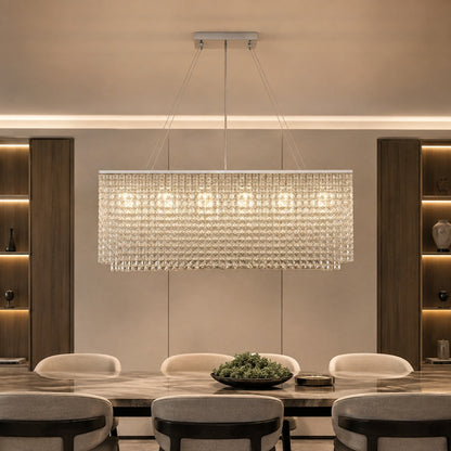 Crystal Chandelier Hanging LED Light Fixture Chrome