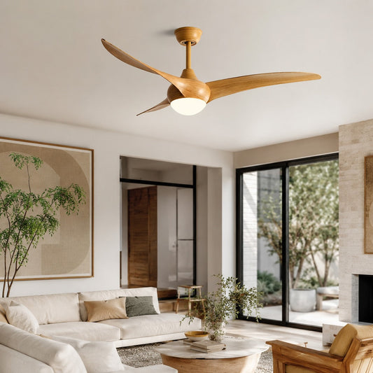 Etched Opal Glass DC Ceiling Fan with LED Light Remote and 132cm Blades